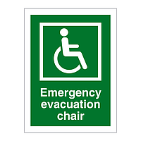 Emergency evacuation chair sign