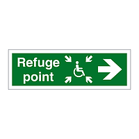 Refuge point with symbol arrow right sign