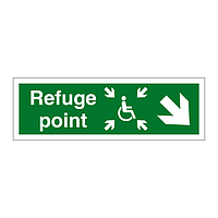 Refuge point with symbol arrow down right sign