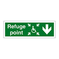 Refuge point with symbol arrow down sign