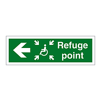 Refuge point with symbol arrow left sign