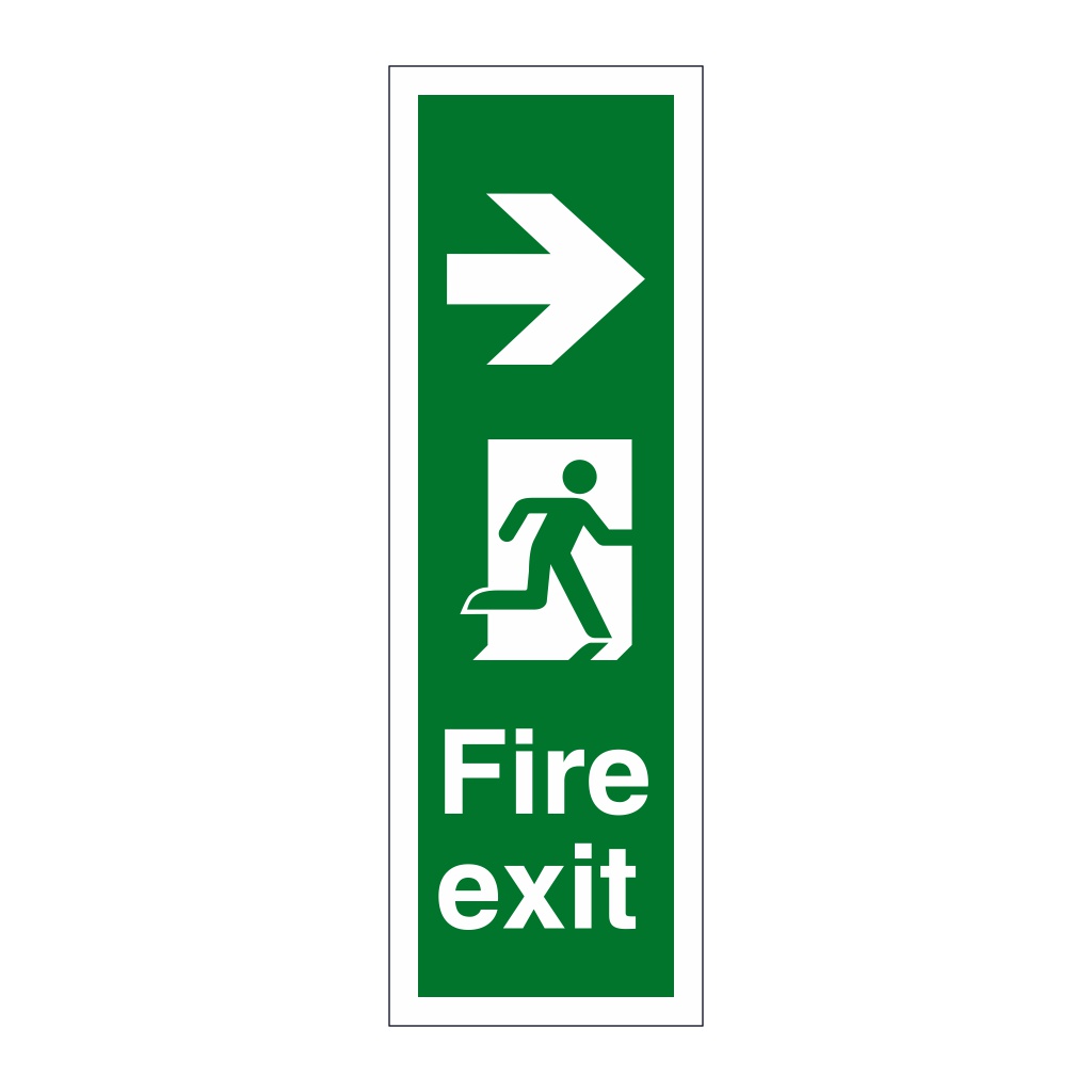 Fire exit with arrow right sign