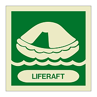 Liferaft with text (Marine Sign)