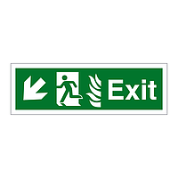 Exit with flames symbol Arrow down left sign