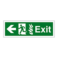 Exit with flames symbol Arrow left sign