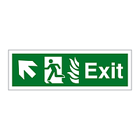 Exit with flames symbol Arrow up left sign