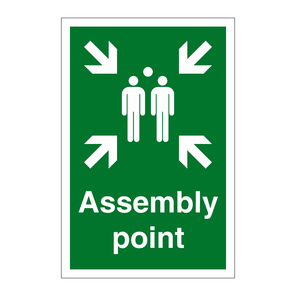 Assembly point symbol & text sign