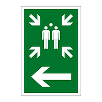 Assembly point symbol Arrow left sign