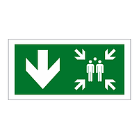 Assembly point symbol arrow down sign