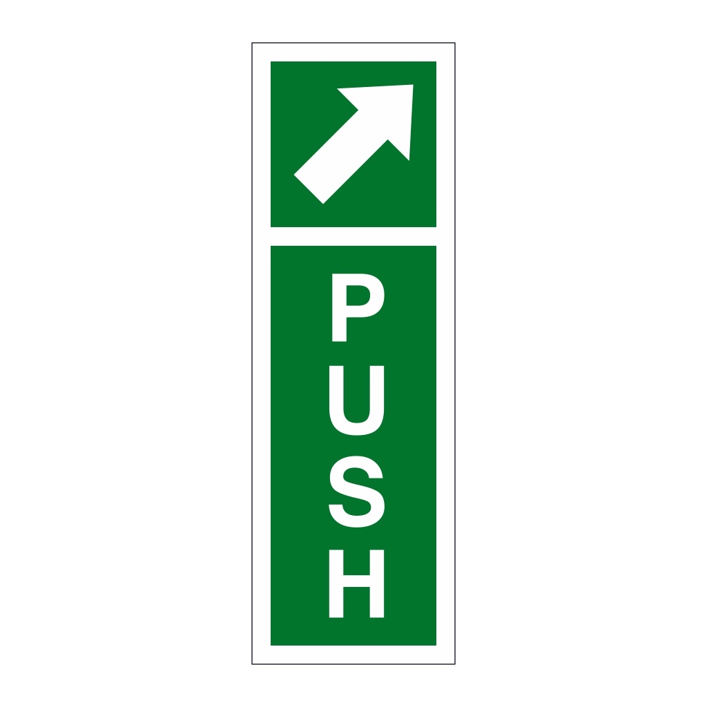 Escape door opening push sign