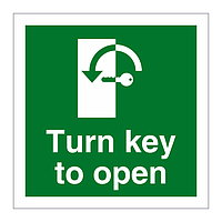 Turn key to open clockwise sign