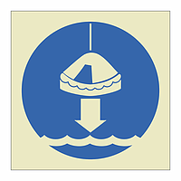 Lower liferaft to the water symbol (Marine Sign)