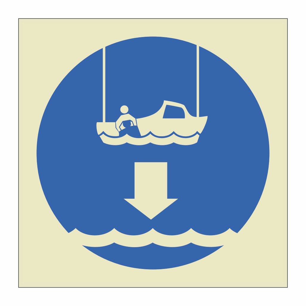 Lower rescue boat to the water symbol (Marine Sign)
