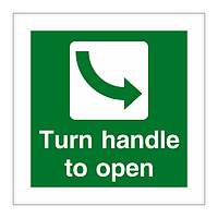Turn handle to open anti-clockwise sign