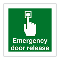 Emergency door release sign