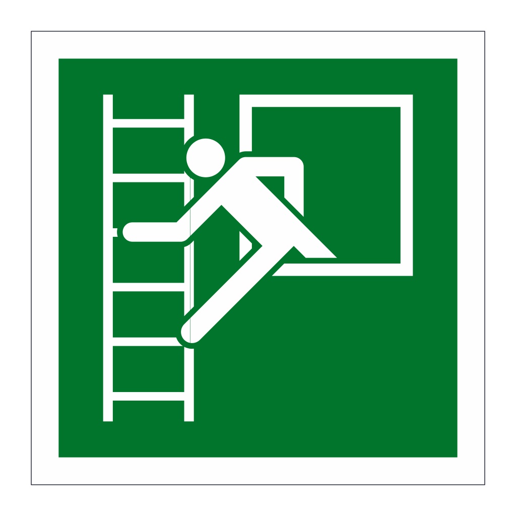 Emergency window escape ladder left sign