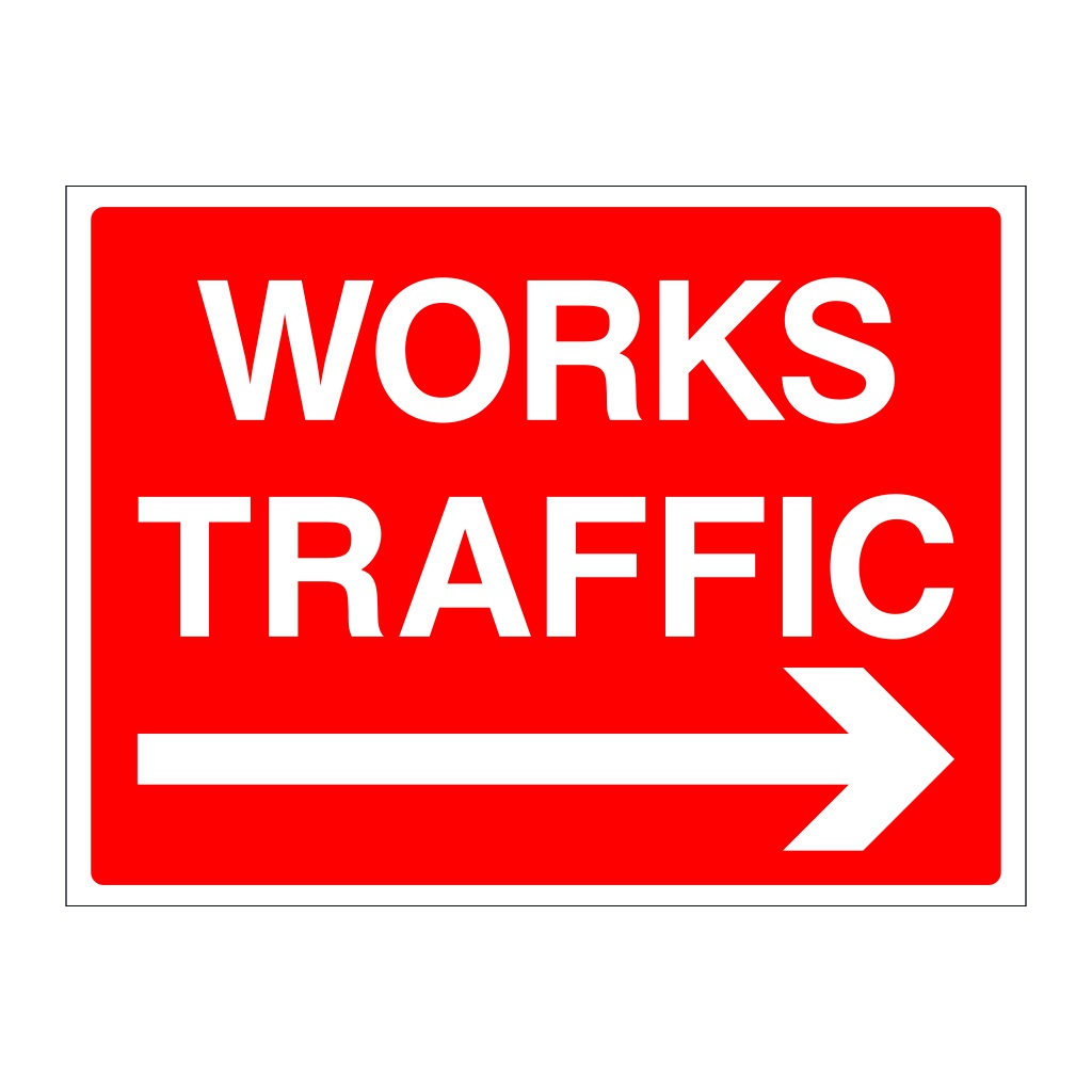 Works Traffic Arrow Right sign | Manufactured by British Safety Signs