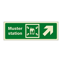 Muster station with up right directional arrow (Marine Sign)