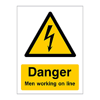 Danger Men working on line sign