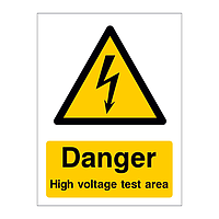 Danger High voltage test area sign