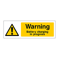 Warning Battery charging in progress sign