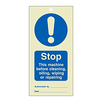 Stop This machine before cleaning oiling wiping or repairing Pack of 10 (Marine Sign)