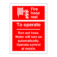 Fire hose reel To operate run out hose sign