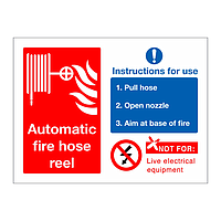 Automatic fire hose reel sign