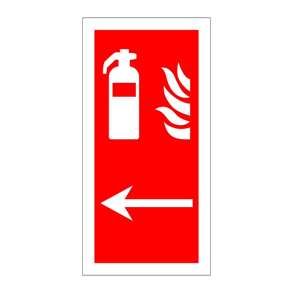Fire extinguisher left directional arrow sign British Safety Signs