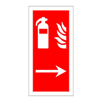 Fire extinguisher right directional arrow sign
