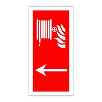 Fire hose left directional arrow sign