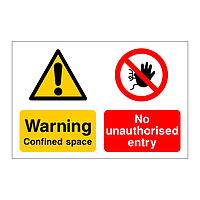 Warning confined space No unauthorised entry