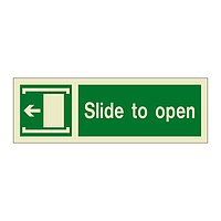 Slide to Open with Left Directional Arrow & Symbol (Marine Sign)