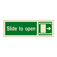 Slide to open with right directional arrow & symbol (Marine Sign)