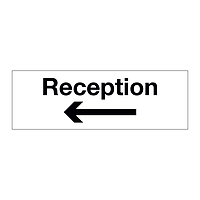 Reception with arrow left sign