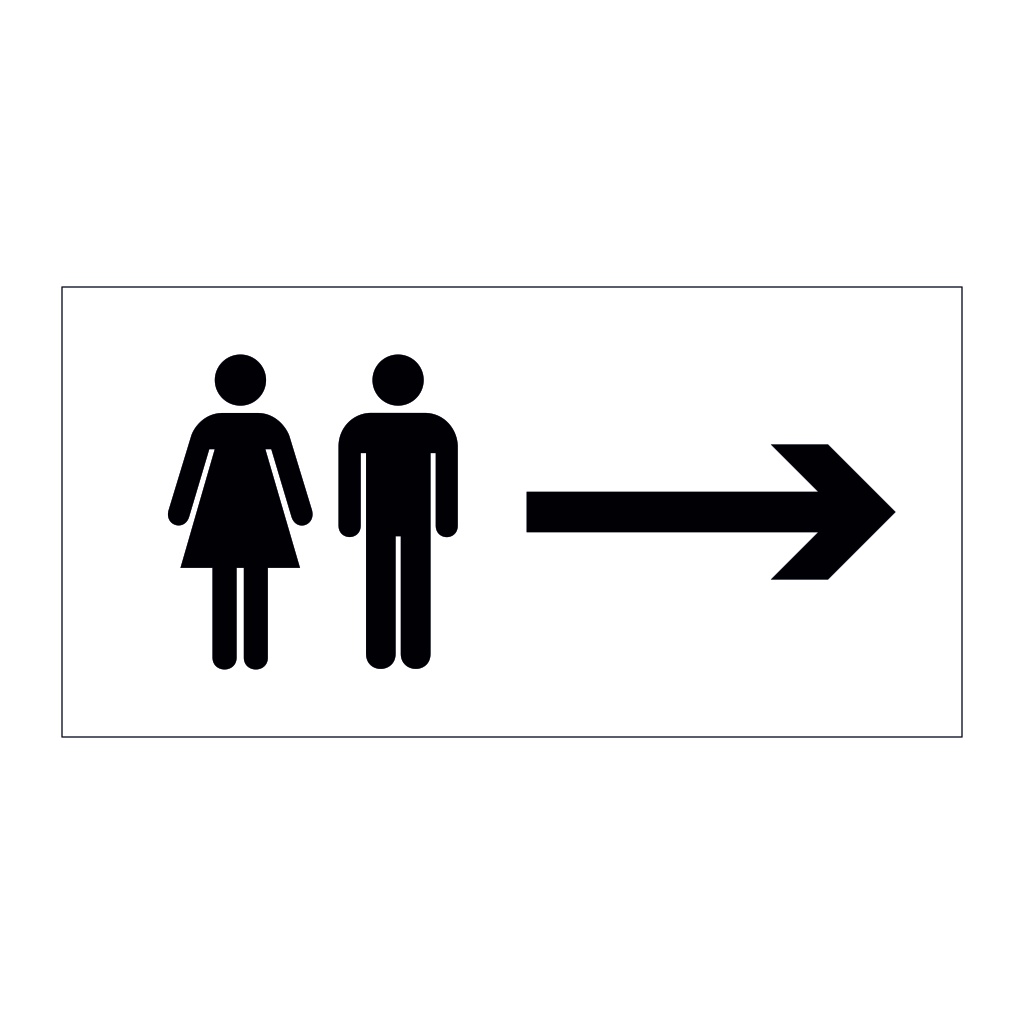 Toilet symbol with arrow right sign