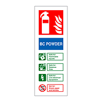 BC Powder fire extinguisher Identification Sign