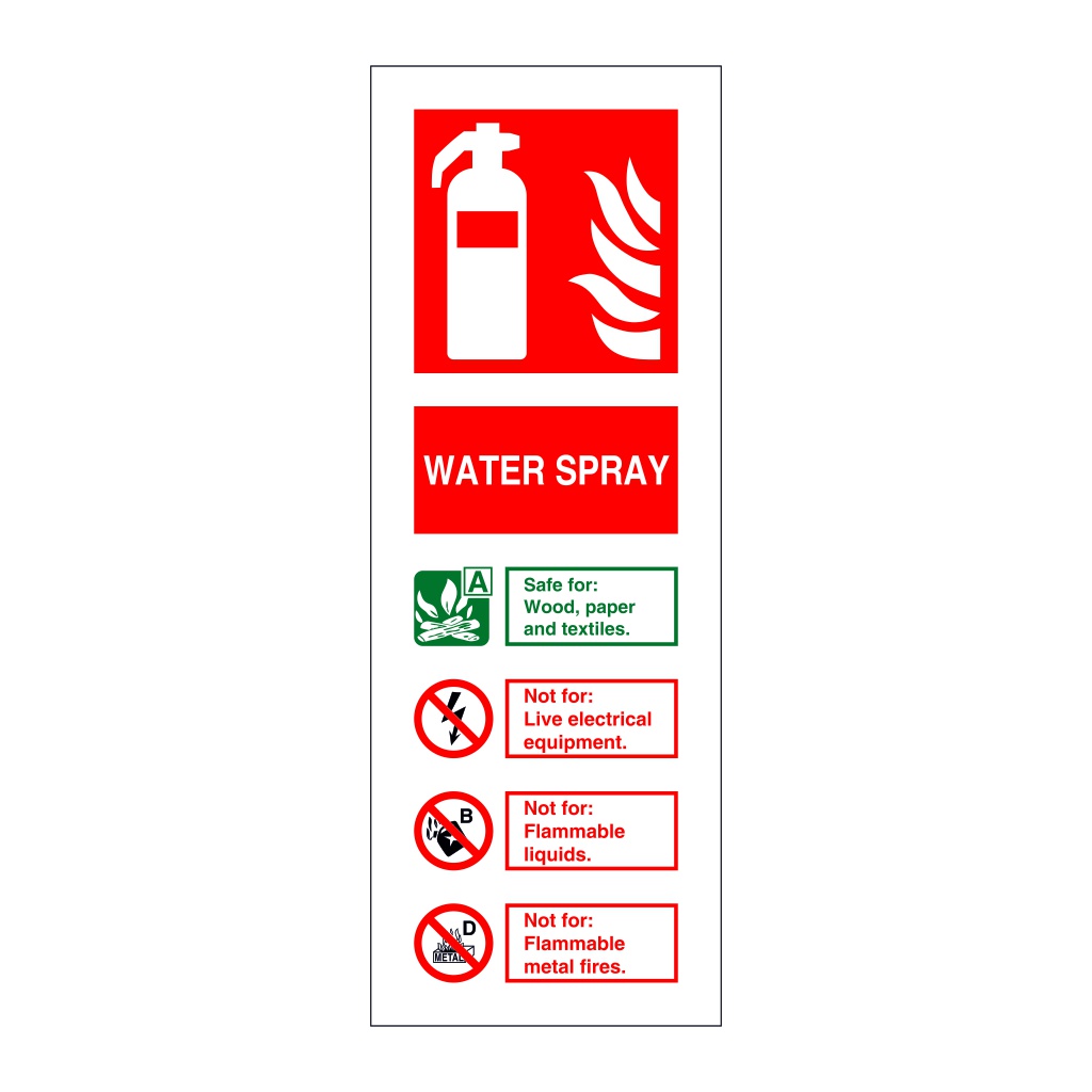 Water spray fire extinguisher Identification sign