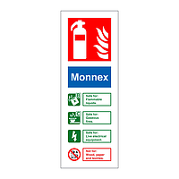 Monnex fire extinguisher identification Sign