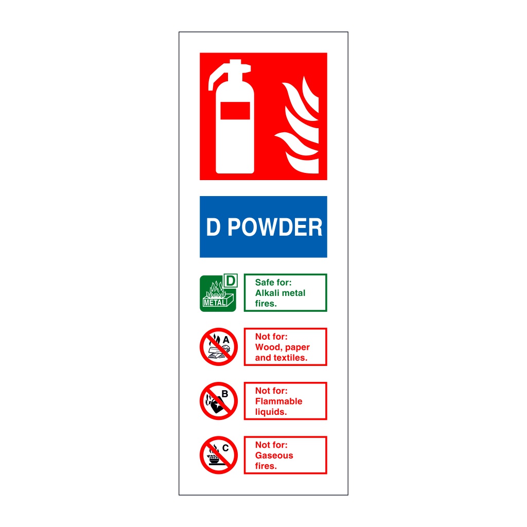 D Powder fire extinguisher Identification Sign