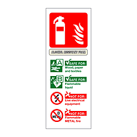 Alcohol resistant roam fire extinguisher identification sign