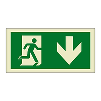 Evacuation Route Running Man with Arrow Down (Marine Sign)