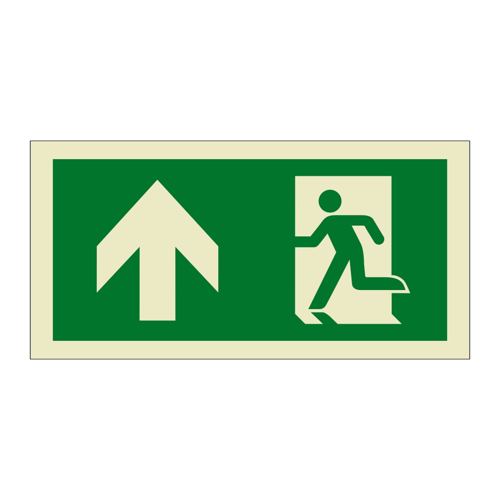 Evacuation Route Running Man with Arrow Up (Marine Sign)