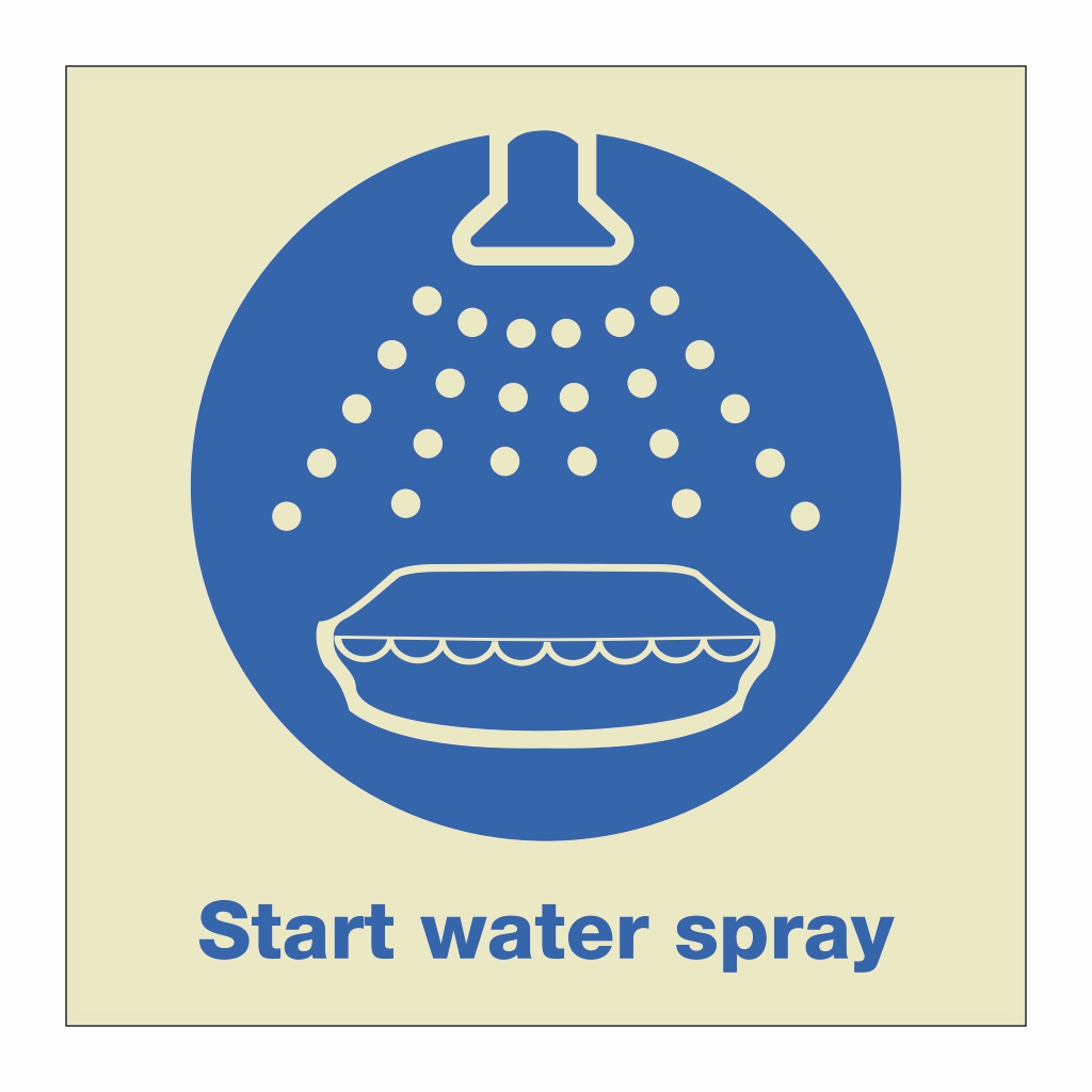 Start water spray with text (Marine Sign)