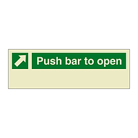Escape Door Opening Push Bar To Open (Marine Sign)
