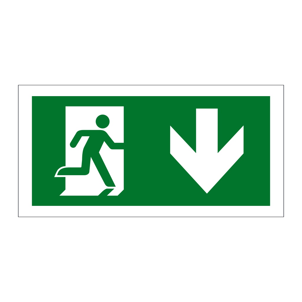 Running man arrow down sign