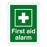 First aid alarm sign