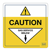 Site Safe - Caution Gas service below sign