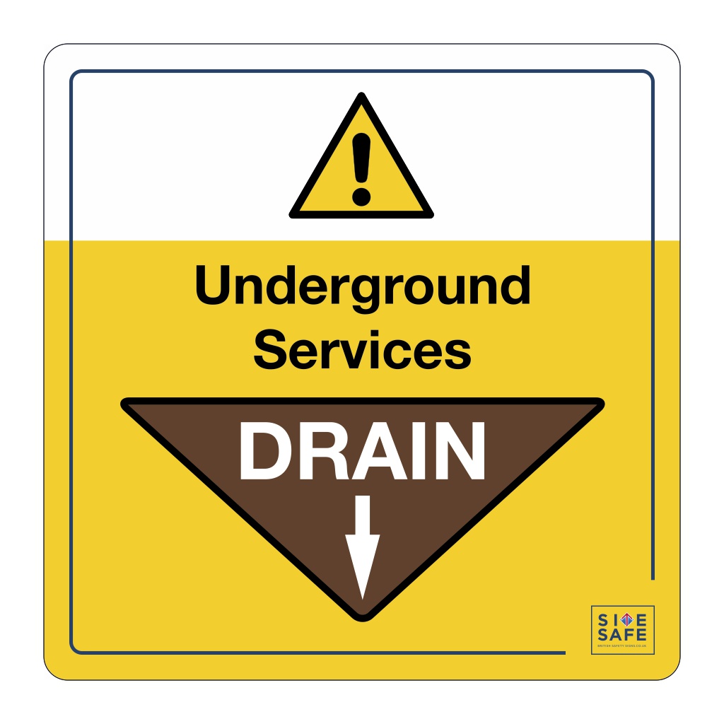 Site Safe - Underground services Drain sign