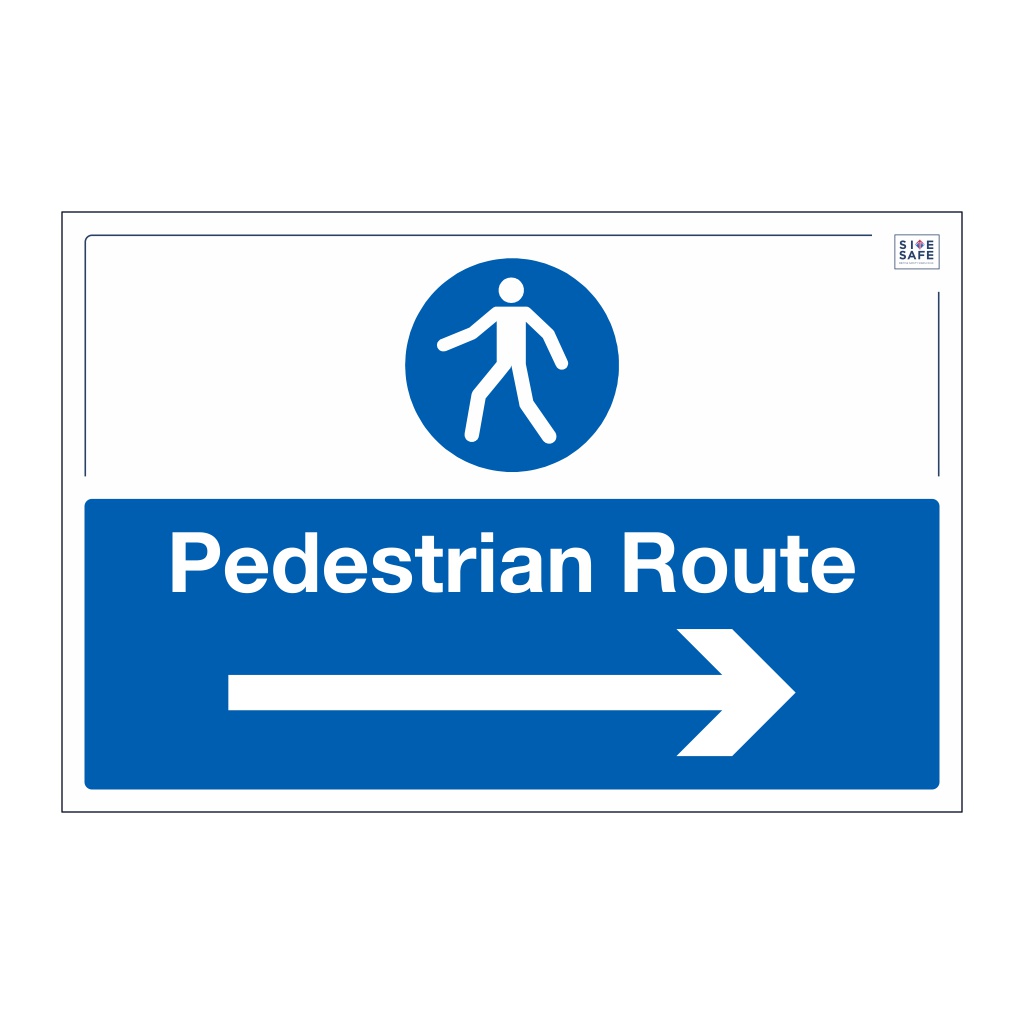Safe sign pedestrian route arrow right sign british safety signs